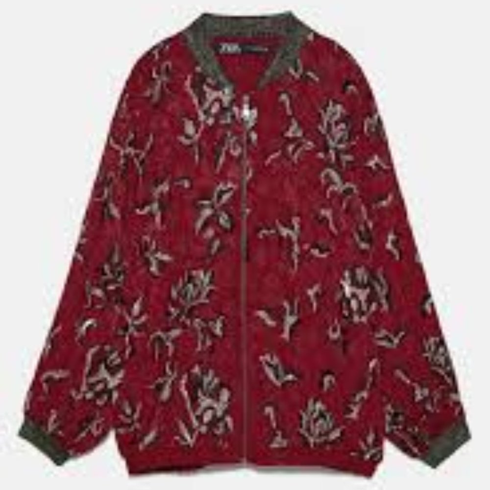 ZARA Embroidered bomber jacket sequined